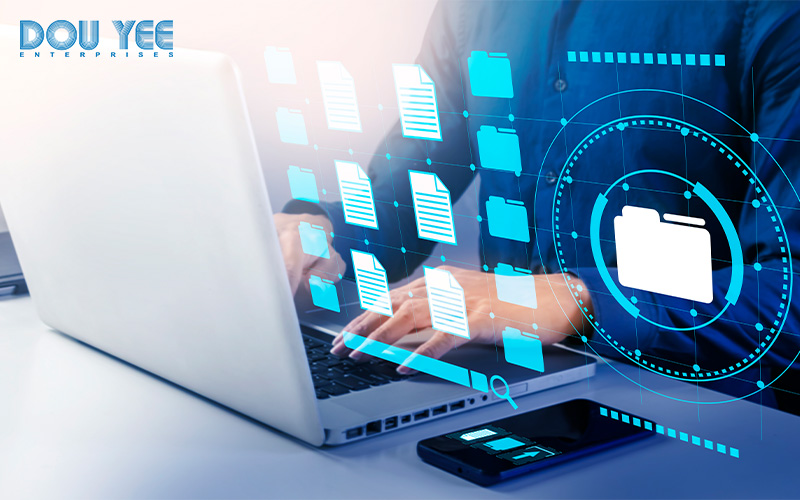 A person using an electronic document management system.